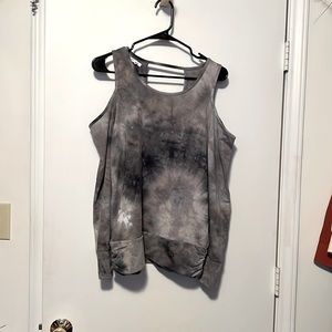 Maurices banded sweatshirt with cut out shoulders and U-shaped opening in back